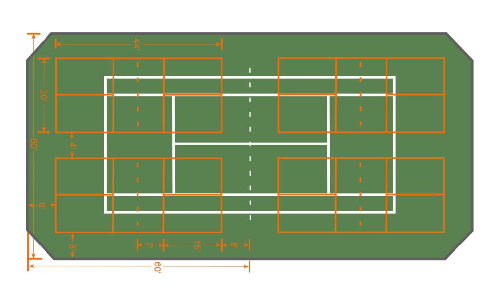 Multi Purpose Court Design, Tennis, Basketball, Volleyball