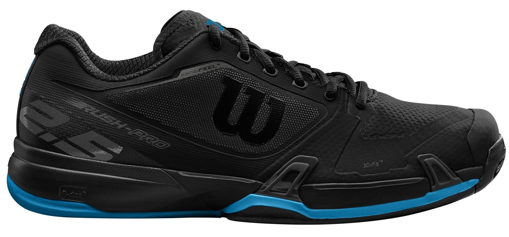 Wilson Men's Rush Pro 2.5 Tennis Shoes (Black/Hawaiian Blue)
